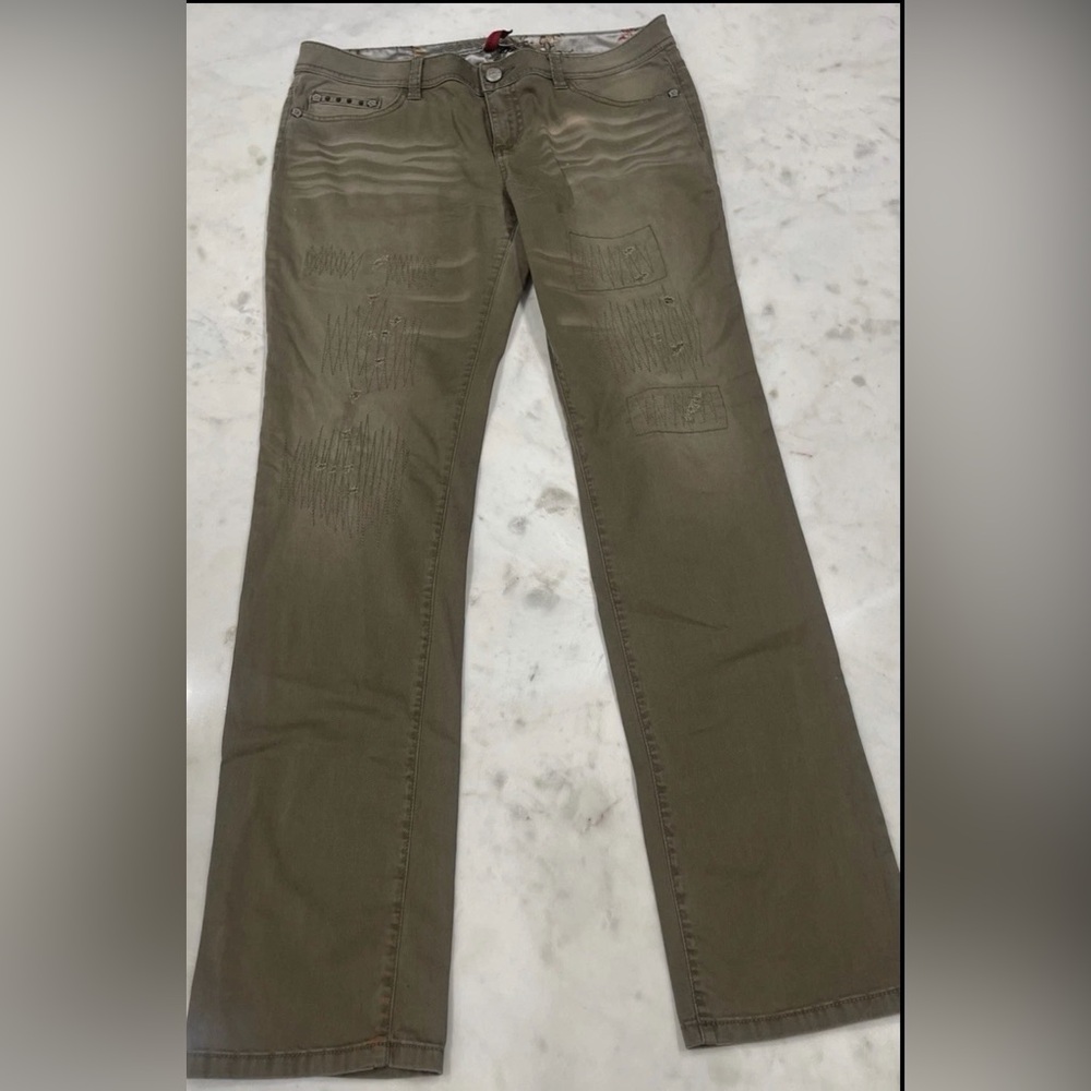 Rare Guess Pants Women's Size 29 Black Ribbed Straight Five Pockets Stretch Y2K